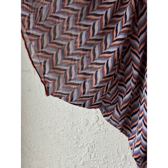 Chevron Off-Shoulder Poncho body Suit L Willow Root Chiffon READ - Picture 5 of 8